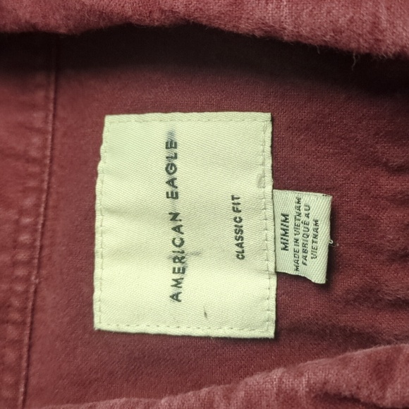 AEO Burgundy Flannel Burton Down Shirt - Picture 3 of 4